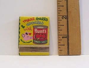 ALBÓNDIGAS Y FIDEOS DE COLECCIÓN CON SALSA DE TOMATE HUNT'S PUBLICIDAD CERILLA - Imagen 1 de 3