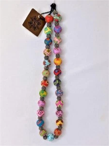 She Beads Hand Rolled Clay Bead Necklace Multi-Color - Picture 1 of 5