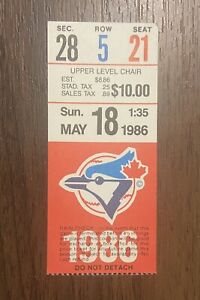 Fred Mcgriff 1st MLB Hit Ticket 05/18/1986 Toronto Blue Jays. Non Debut 2nd Game