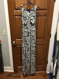 TART Maxi Stretch Extra Long Multi-Color Blue Bone V-Neck Sun Dress S  - Picture 1 of 6