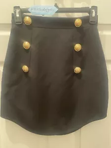 Balmain Black High-waisted Wool Mini Skirt Sz: EU 34/US 2 - NWT - Picture 1 of 9
