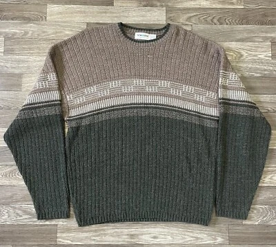 Suéter Tejido Lana Acrílico Nueva Área De Colección Para Hombre XL Verde Beige Geométrico Años 90 Foto 1 de 4