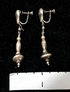Art Deco Decorative 925 Sterling Silver Earrings Vintage Screw Clamp - Picture 1 of 1