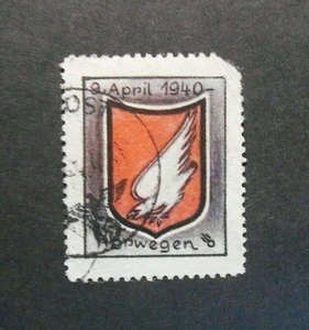 GERMANY,GERMANIA 1940 REICH Norway Vignetta invasione Norvegia USED 9.April 1940 - Imagen 1 de 2