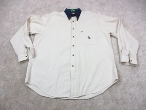 VINTAGE Nautica Shirt Adult Large White Denim Collar Button Up Long Sleeve Mens* - Picture 1 of 14
