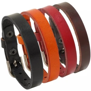 Bracciale in pelle punk semplice per uomo donna polsini braccialetto avvolgente - Foto 1 di 12