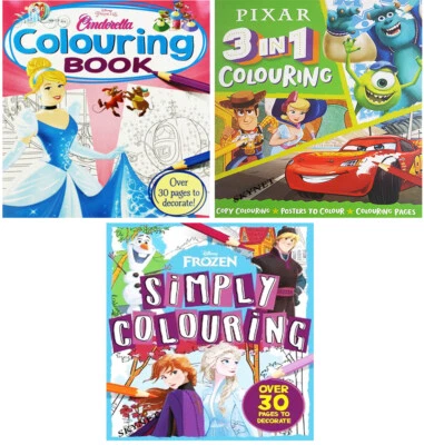 CHILDRENS DISNEY CINDERELLA PIXAR FROZEN COLOURING ACTIVITY BOOKS BOOK - GIRLS - Image 1 of 4