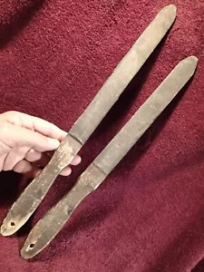 2 ANTIQUE 1800-s SICKLE SCYTHE SHARPENERS PRIMITIVE FOLK ART SWEDEN SWEDISH - Picture 1 of 7