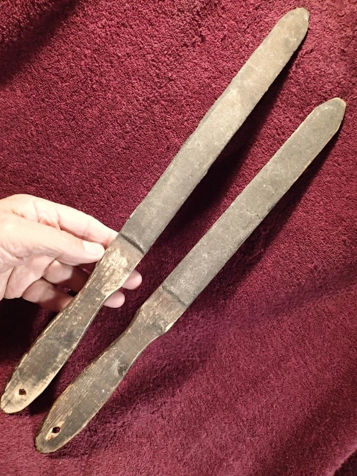 2 ANTIQUE 1800-s  SICKLE SCYTHE SHARPENERS PRIMITIVE FOLK ART SWEDEN SWEDISH - Image 1 of 4