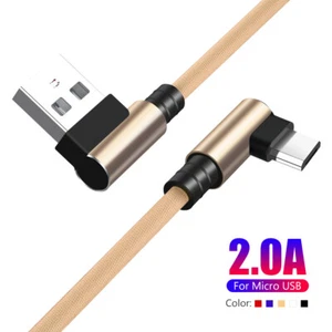 Fast Charging Data 90°Elbow Micro USB Cable For Android Phone Tablet Samsung 28A - Picture 1 of 14