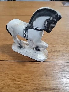Vintage Chalkware Trojan Parade Horse Figurine Mid Century Carnival Prize 11 in - Picture 1 of 8