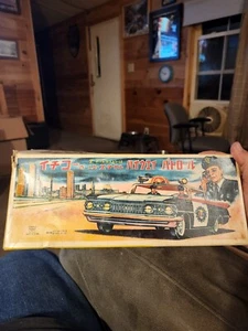 Very rare Japanese Tin Police Car Friction 1959 Oldsmobile With box - Picture 1 of 9