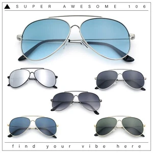 Gafas de sol de oficial de doble puente con borde de metal con forma de lágrima y lente cóncava - Imagen 1 de 39