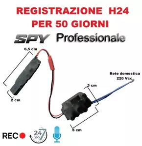 Microspia registratore audio alimentazione 220 volt rete domestica professionale - Foto 1 di 3