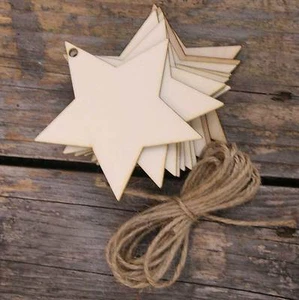 10x Wooden Sharp 5 Pointed Star Craft Shape in 3mm Ply - Picture 1 of 6