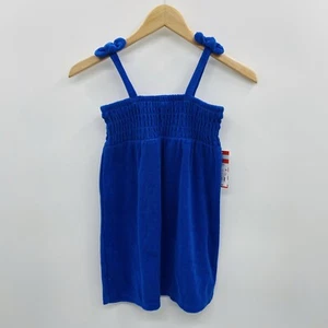 Cat & Jack Youth Girl Small 6/7 Solid Terry Smocked Cover Up Dress in Blue 471 - Picture 1 of 6