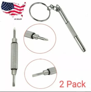 2 PCS Portable 3 in 1 Keychain Screwdriver Eyeglass Sunglasses Watch Repair kit - Picture 1 of 5