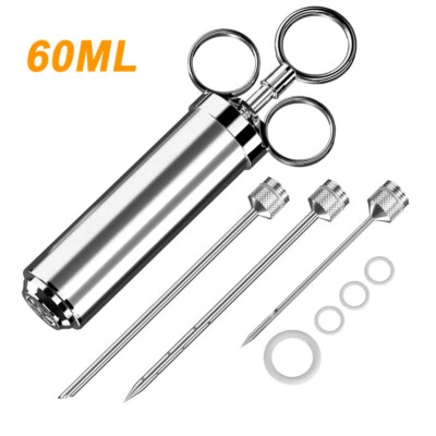 60ML Edelstahl Bratenspritze BBQ Fleischspritze Marinadenspritze Gewürzspritze. - Bild 1 von 4