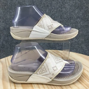 BareTraps Sandals Womens 8 M Dasie Slide White Slip On Casual Toe Post Wedge - Picture 1 of 16