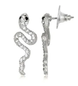 Orecchini serpente strass argento con cristalli tonalità diamante - Foto 1 di 1
