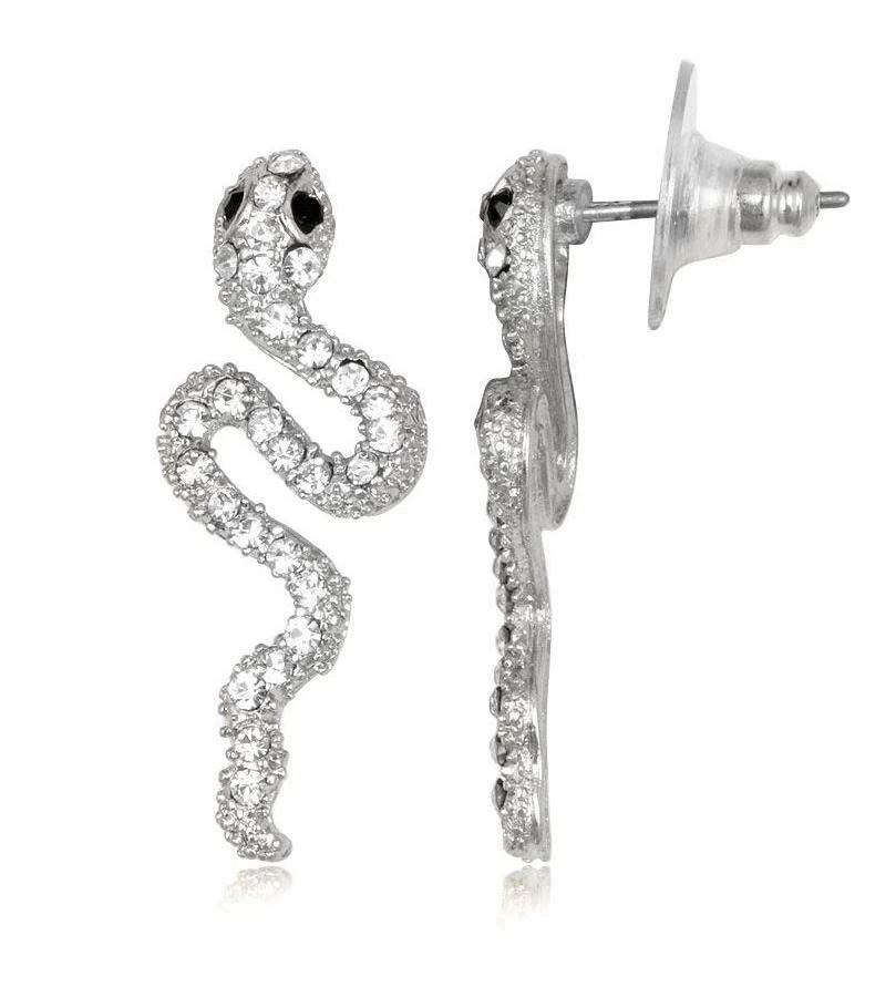 Orecchini serpente strass argento con cristalli tonalità diamante - Immagine 1 di 1