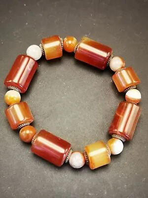 .EXQUISITE NATURAL Tibetan RED AGATE NICE COLOR BEAD Bracelet A70 • 20.01$
