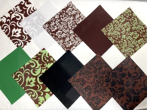 40 5" Quilt Fabric Squares Quilting Charm Pack Brown & Green Damask - Picture 1 of 1