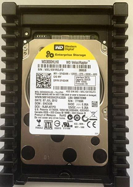 Western Digital VelociRaptor 3.5" 300GB SATA WD3000HLHX 0F4D4M F4D4M Dell - Image 1 of 1