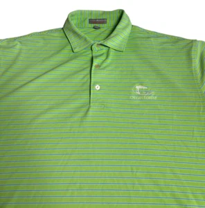 Peter Millar Summer Comfort Polo Shirt Green Striped Performace Men's L Nice. - Picture 1 of 7
