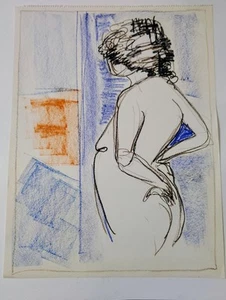 Vintage 18x24 Abstract Chalk Sketch/Painting - Original (1 of 1) - Picture 1 of 3