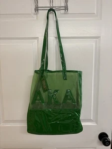 Bolso de Mano AKA Alpha Kappa Alpha Sorority Verde Malla de Vinilo Carryall de Hombro - Imagen 1 de 14