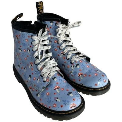 Dr. Doc Martens светло-синий лакированная кожа грибы цветочный ботинки женский размер 5 - Изображение 1 из 4
