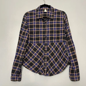 We The Free Going Back to Harvard Langarm blau kariert Flanell Knopf Top S - Bild 1 von 8