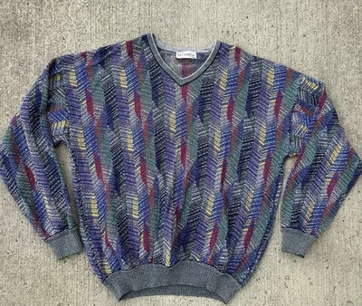 Vintage St. Croix Shop Men’s Multicolored Sweater Abstract Cotton Sz L Long USA - Image 1 of 4