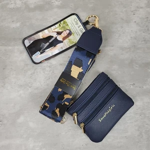 Save The Girls Clip & Go Umhängetasche Handyträger Leopard Navy Braun Neu mit Etikett - Bild 1 von 4