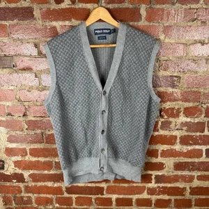 Polo Golf Ralph Lauren Sweater Vest Mens XL Gray Diamond Knit V Neck Cotton - Picture 1 of 4