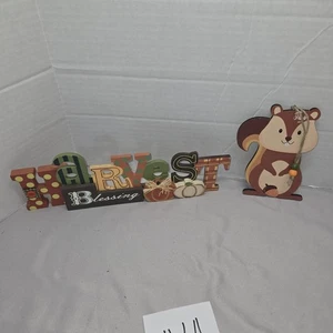 Hobby Lobby Farmhouse Harvest Blessing tabletop accent decoration & Squirrel Lot - Picture 1 of 3