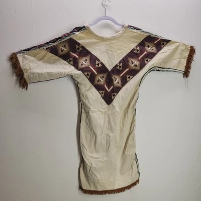 Vestido túnica pana vintage hecho a mano con temática nativa americana diseño tribal SW Foto 1 de 4