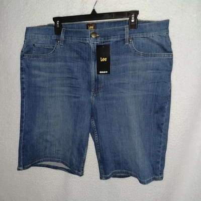Pantalones Cortos de Jean Lee Para Hombre Talla 40 Calce Regular Azul Lavado Oscuro 10" Denim (A7) Foto 1 de 4
