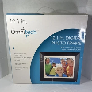 New Omnitech 12.1 In Digital Photo Frame Changing Pictures Wood Frame - Picture 1 of 3
