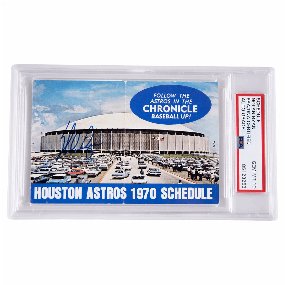 1970 Houston Astros Schedule Nolan Ryan Signed Auto Grade PSA/DNA GEM MT 10 - Image 1 of 3
