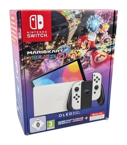 Nintendo Switch OLED HEG-001 64GB Mario Kart 8 Deluxe Bundle in weiß - OVP & Neu - Bild 1 von 4