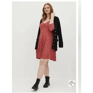 Torrid Mini Super Soft Knit Dot Skater Dress Soft Red Size 1X Plus Size - Picture 1 of 9