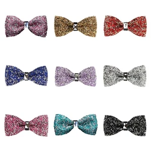3 PCS Men's Luxury Sparkling Crystal Pre-tied Bowties Noble Rhinestone Bow Ties - Picture 1 of 4