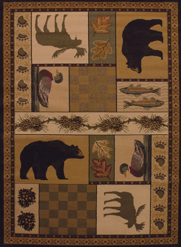 Brown Lodge 2x7 Nature Print Bears Moose Area Rug - Actual Size: 1' 11" x 7' 2" - Image 1 of 1