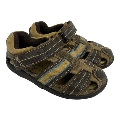 Stride Rite Size 4 Boys Brown Dillan Sensory Response Technology Sandel Easy On - Image 1 of 4