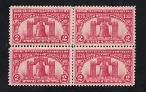 A nice-looking 1926 2¢ Liberty Bell Mint LH Block of 4 Stamps; Scott #627 - Picture 1 of 2