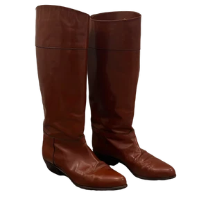 Giuliana Benetton EU40 Italian Leather Cognac Riding Boots Round Toe Equestrian - Picture 1 of 6