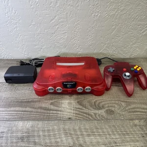 Nintendo 64 Launch Edition Watermelon Red Console w/ Power Cord Controller Memor - Picture 1 of 10