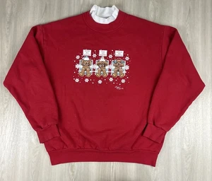 Sudadera de Colección Años 90 Diseño Infinito Oso de Peluche Rojo Copo de Nieve Cuello Redondo Mediana - Imagen 1 de 9